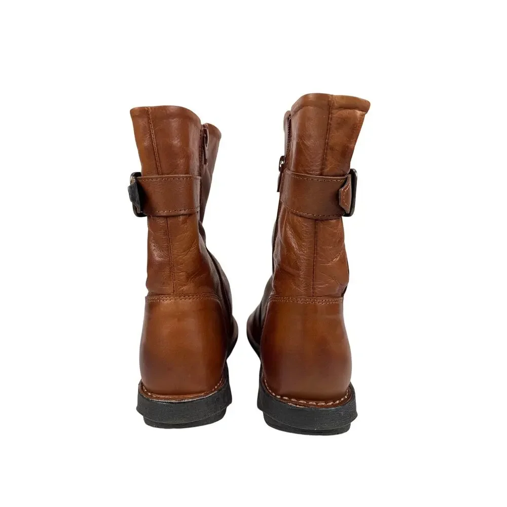 Miz‎ Mooz Parody Slouchy Boots Womens 9.5 10 EU 41 Wool Lined Brown Leather Zip